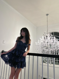 Ndyad Sweetheart Tiered Short Homecoming Dress HZ1024