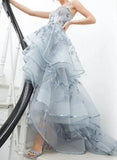 Ndyad Spaghetti Straps Tulle Embroidered Long Ball Dress HZ1024