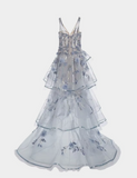 Ndyad Spaghetti Straps Tulle Embroidered Long Ball Dress HZ1024