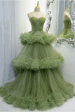 Ndyad A-line Spaghetti Strap Tulle Long Evening Gown HZ1024