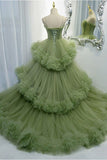 Ndyad A-line Spaghetti Strap Tulle Long Evening Gown HZ1024