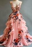 Ndyad A-line Wedding Dress ??Chiffon 3D Applique Evening Dress HZ1024