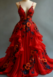 Ndyad A-line Wedding Dress ??Chiffon 3D Applique Evening Dress HZ1024