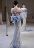 Ndyad Off Shoulder Tulle Sequin Long Prom Dress, Elegant Evening Gown HZ1024