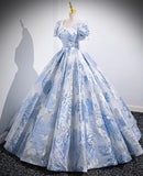 Ndyad A-line U-neck Floral Satin Long Prom dress, Elegant Formal Evening Gown HZ1024