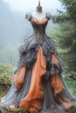 Ndyad V-Neck Lace Tulle Long Ball Gown, Beaded Evening Gown HZ1024