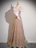 Ndyad A-line Strapless Sequined Long Prom Dress, Sweet 16 Dress HZ1024