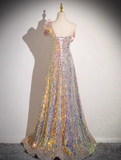Ndyad A-line Strapless Sequined Long Prom Dress, Sweet 16 Dress HZ1024