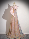 Ndyad A-line Strapless Sequined Long Prom Dress, Sweet 16 Dress HZ1024