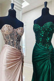Ndyad Mirror Rhinestone Corset Long Evening Dress with Slit HZ1024