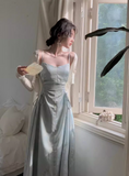 Ndyad Chinese style suspender satin pleated waist gentle temperament long skirt HZ1024