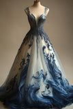 Ndyad V-neck Beaded Tulle Long Prom Dress HZ1024