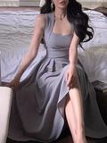 Ndyad style niche light luxury white straps dress elegant white birthday dress HZ1024