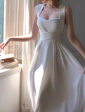 Ndyad style niche light luxury white straps dress elegant white birthday dress HZ1024