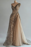 Ndyad Vintage A-line One-shoulder Sequined Tulle Long Prom Dress HZ1024