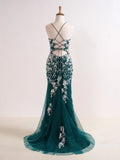Ndyad V Neck Long Prom Dress with Appliques Beading HZ1024