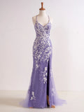 Ndyad V Neck Long Prom Dress with Appliques Beading HZ1024