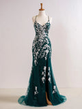 Ndyad V Neck Long Prom Dress with Appliques Beading HZ1024