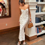 Ndyad Sweetheart Mermaid Lace Spaghetti Strap Long Prom Dress, Party Dress HZ1024