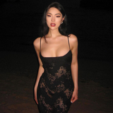 Ndyad Mermaid Spaghetti Strap Long Prom Dress See-through Evening Dress With Slit HZ1024