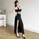 Ndyad V-neck Spaghetti Strap Long Prom Dress With Slit HZ1024