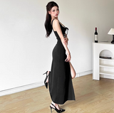 Ndyad V-neck Spaghetti Strap Long Prom Dress With Slit HZ1024