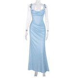 Ndyad Mermaid Spaghetti Strap Simple Long Prom Dress HZ1024