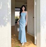 Ndyad Mermaid Spaghetti Strap Simple Long Prom Dress HZ1024