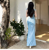 Ndyad Mermaid Spaghetti Strap Simple Long Prom Dress HZ1024