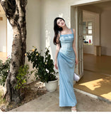 Ndyad Mermaid Spaghetti Strap Simple Long Prom Dress HZ1024