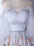 Ndyad Tulle Sequin Lace Long Prom Dress, Lace Long Formal Dress HZ1024