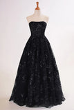 Ndyad Sequined Lace Strapless Long Prom Dress with Pocketss HZ1024