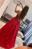 Ndyad Sequined Lace Strapless Long Prom Dress with Pocketss HZ1024