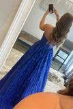 Ndyad Sequined Lace Strapless Long Prom Dress with Pocketss HZ1024
