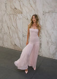 Ndyad Mermaid Pink Long Prom Dresses Formal Graduation Party Dress Evening Dress HZ1024