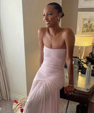 Ndyad Mermaid Pink Long Prom Dresses Formal Graduation Party Dress Evening Dress HZ1024
