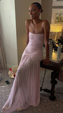 Ndyad Mermaid Pink Long Prom Dresses Formal Graduation Party Dress Evening Dress HZ1024