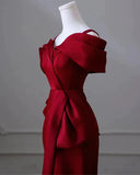 Ndyad Mermaid Off Shoulder Satin Long Prom Dress Dress, Simple Evening Dress HZ1024