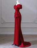 Ndyad Mermaid Off Shoulder Satin Long Prom Dress Dress, Simple Evening Dress HZ1024