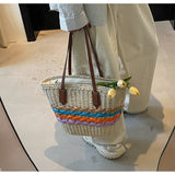 Ndyad striped straw bag beach seaside holiday large capacity handbag HZ1024