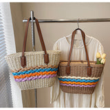 Ndyad striped straw bag beach seaside holiday large capacity handbag HZ1024