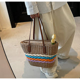 Ndyad striped straw bag beach seaside holiday large capacity handbag HZ1024