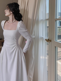 Ndyad style high-end white waist long-sleeved dress HZ1024