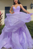 Ndyad Elegant A-line V-neck Spaghetti Strap Tulle Long Prom Dress HZ1024