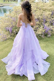 Ndyad Elegant A-line V-neck Spaghetti Strap Tulle Long Prom Dress HZ1024