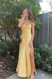 Ndyad c Yellow Long Sheath Prom Dress With Split HZ1024