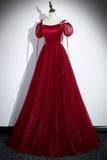 Ndyad A-Line Satin Tulle Floor Length Prom Dress, Off Shoulder Formal Evening Dress HZ1024
