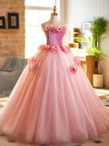 Ndyad A-Line Strapless Velvet Tulle Long Prom Dress, Sweet 16 Princess Dress HZ1024