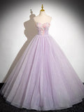 Ndyad A-Line Tulle Prom Dress Off the Shoulder Floral Appliques Long Prom Dress HZ1024