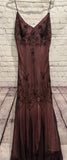 Ndyad Evening Dresses ?? Blue Satin Spaghetti Straps Coffee Chiffon Long Prom Dresses with Beading HZ1024